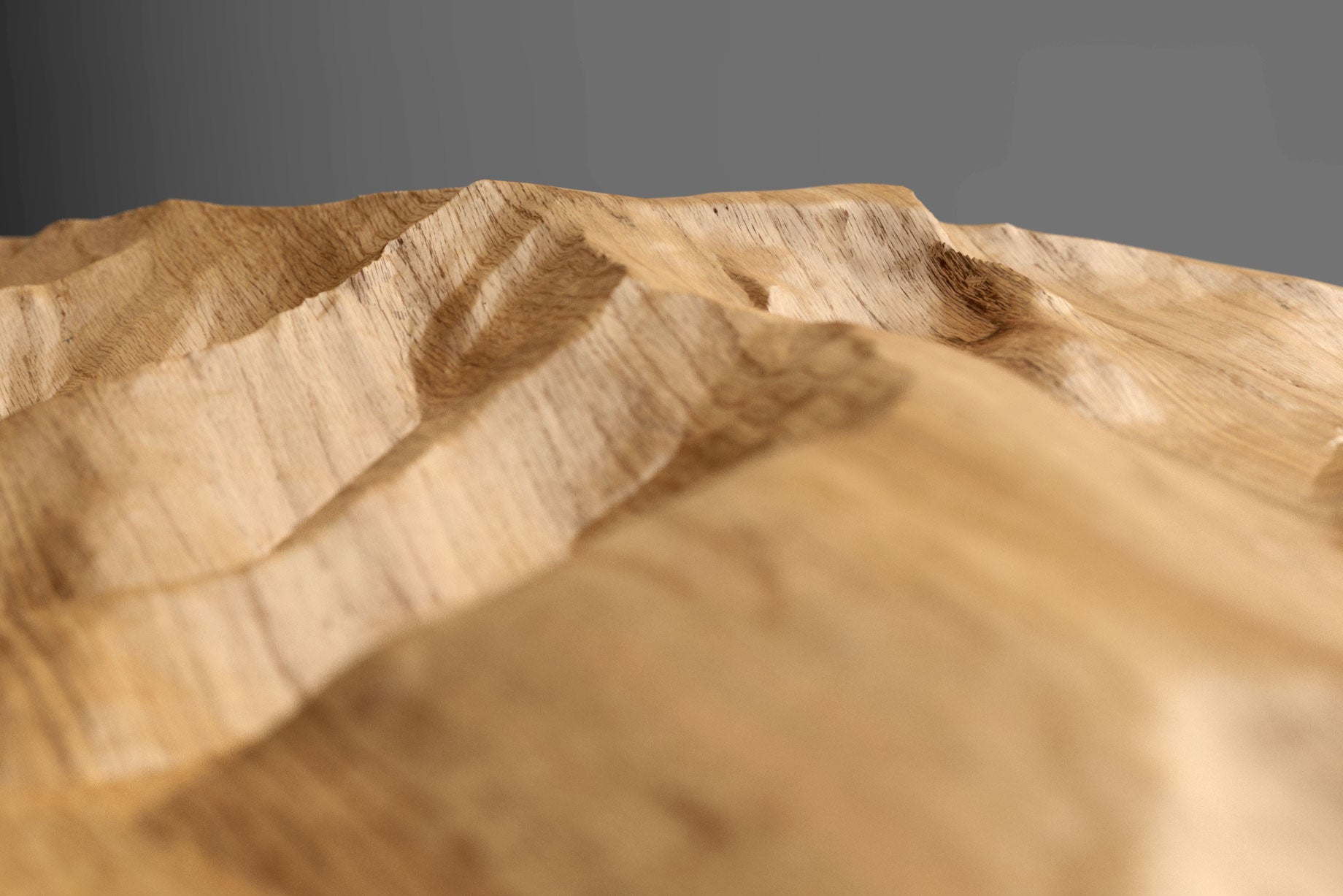 Handcrafted oak box of Blencathra showcasing detailed wood texture and mountain contours.